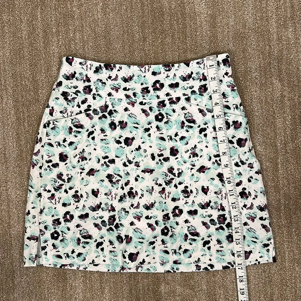 Lady Hagen Sea Glass Blue Leopard Print Golf Skort Performance Women Size Small